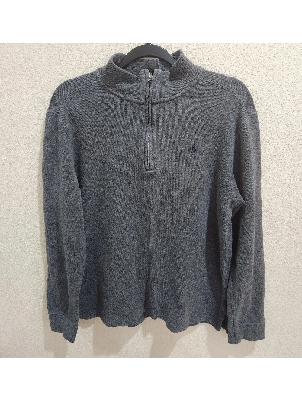 Polo Ralph Lauren Youth Boys XL 18-20 Heather Gray 1/4 Zip Pullover Cotton Knit